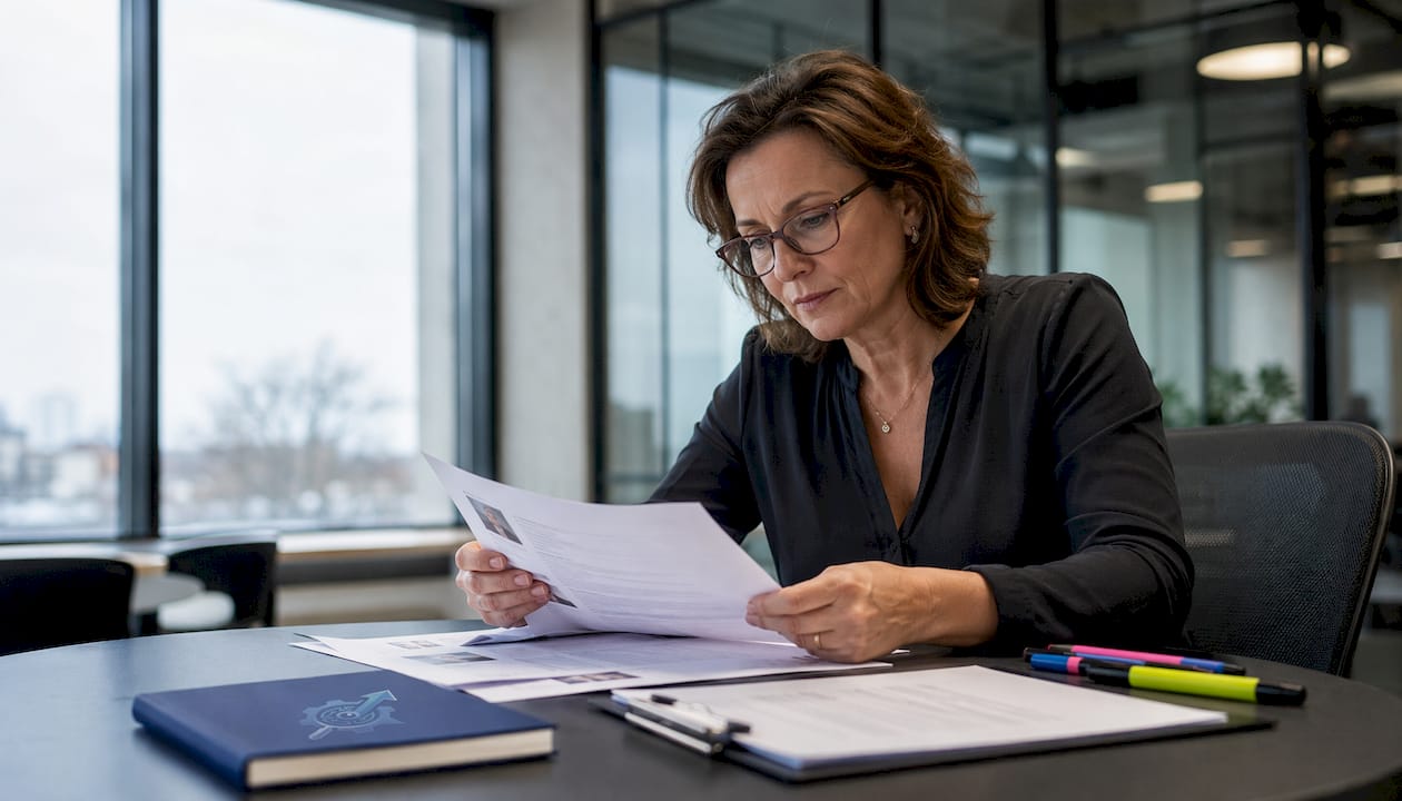 Hiring manager examining trades candidate resumes