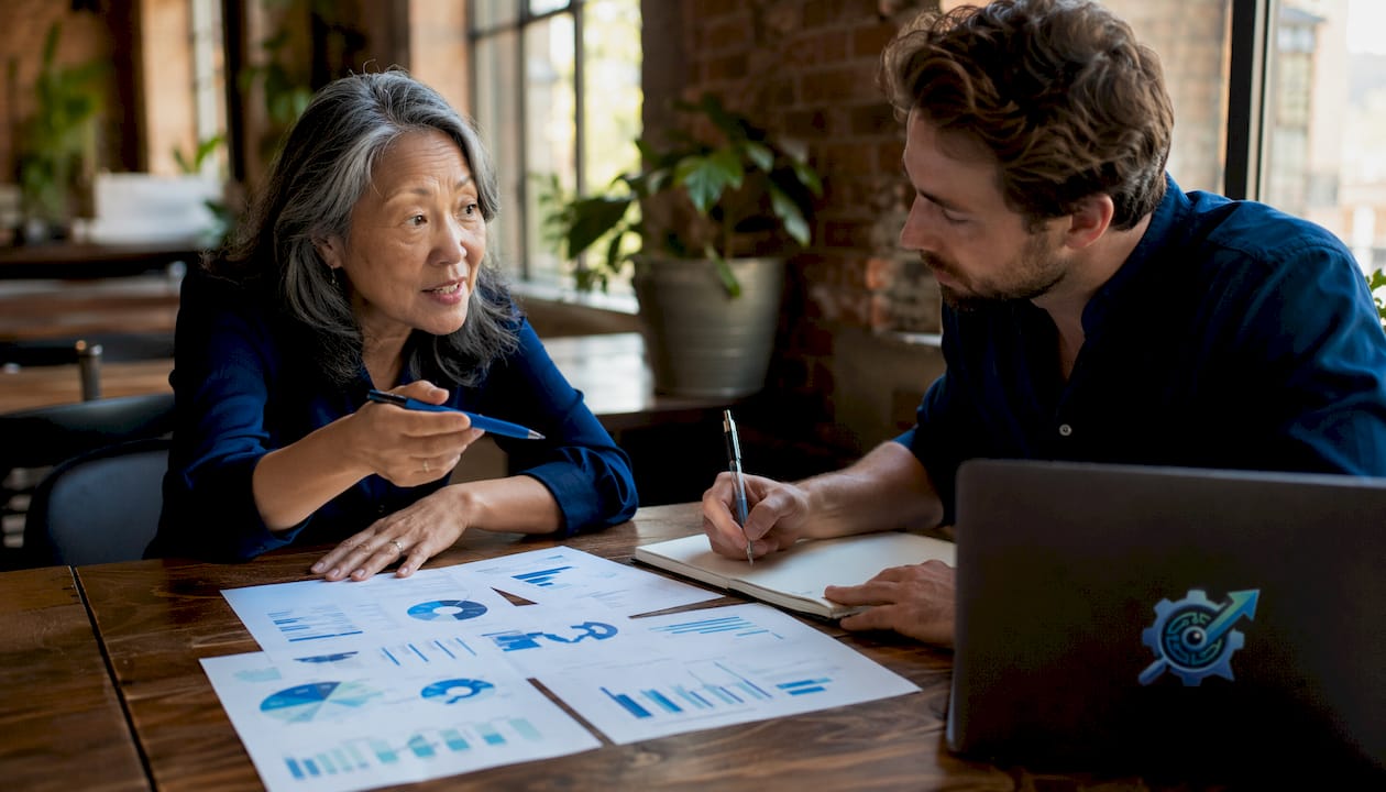 Close-up hands reviewing diversity hiring reports