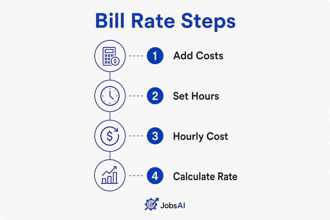 Infographic showing step-by-step bill rate calculation process