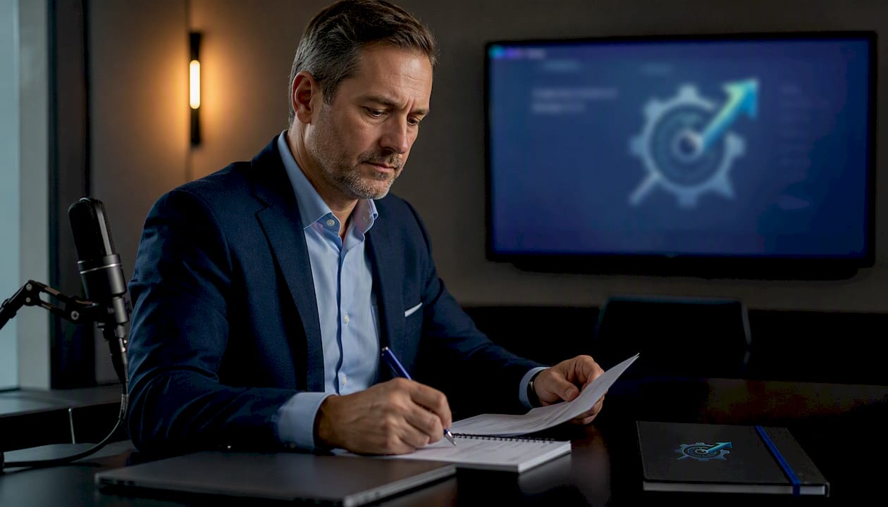 Interviewer preparing for AI-based video interview