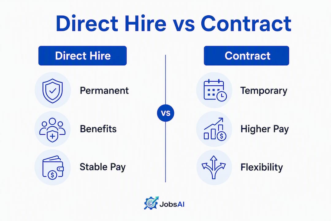 Infographic comparing direct hire and contract work