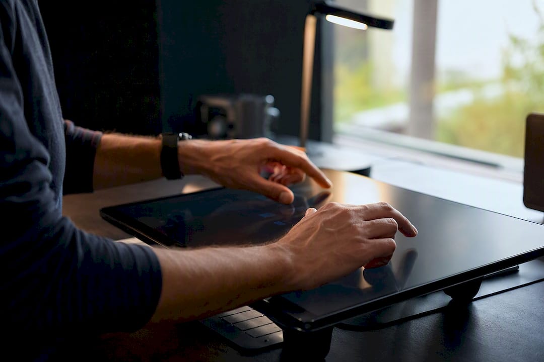 Hands configuring campaign workflow on device