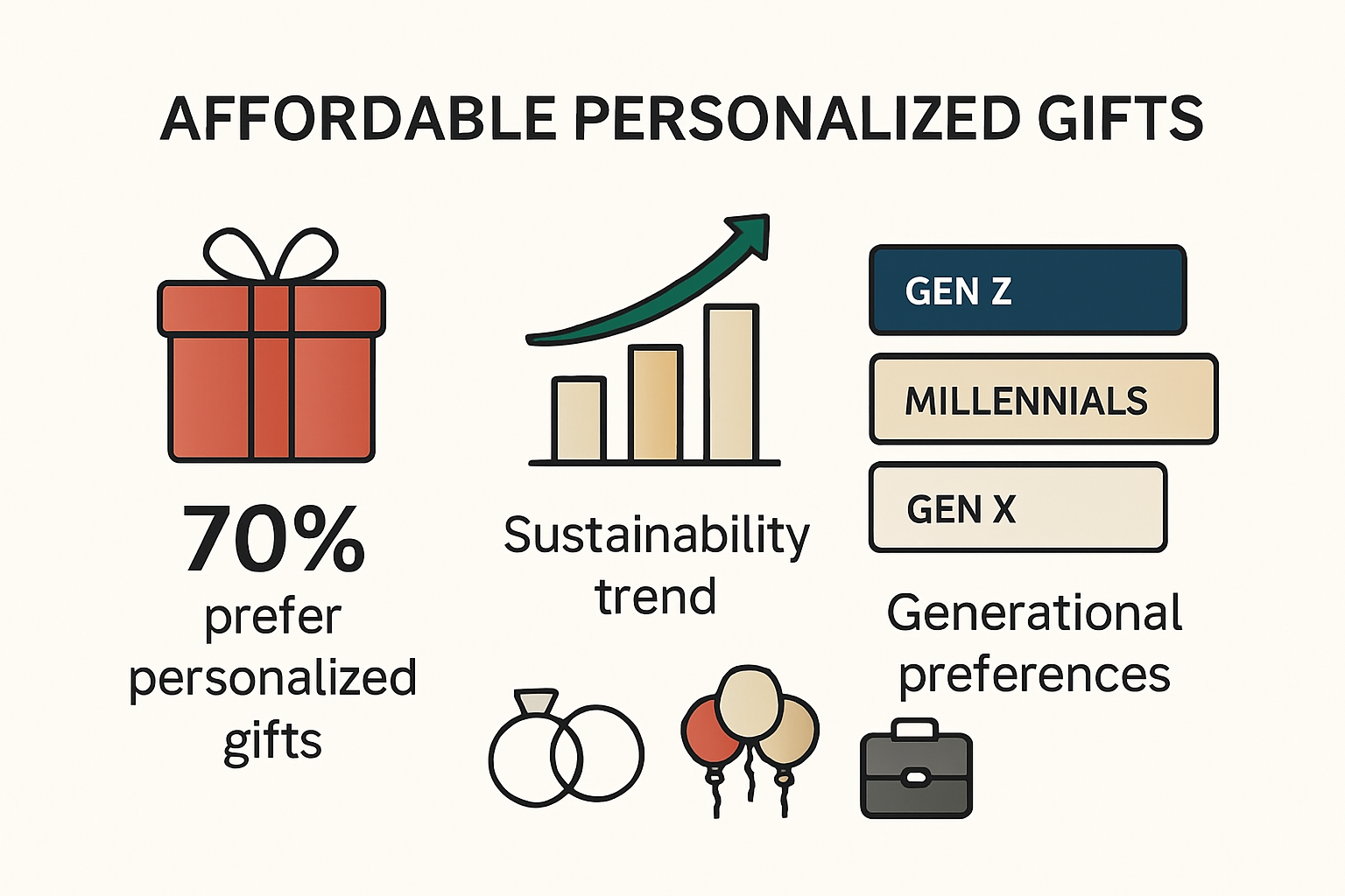 Infographic showing trends in affordable personalized gifts