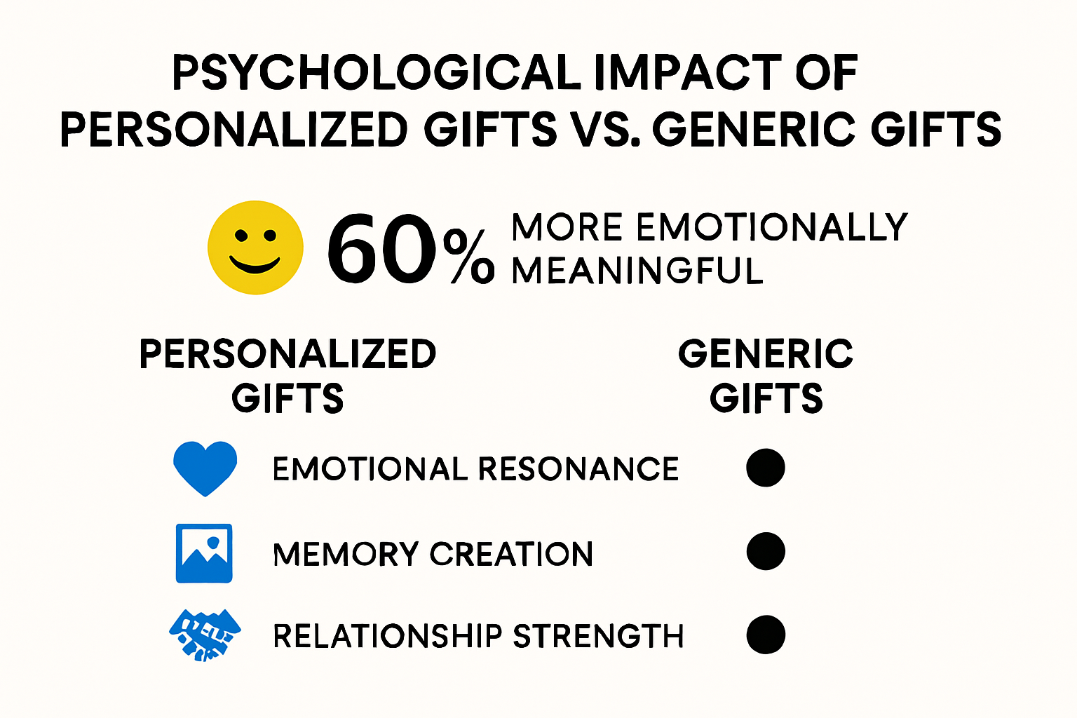 Infographic comparing emotional benefits of personalized versus generic gifts