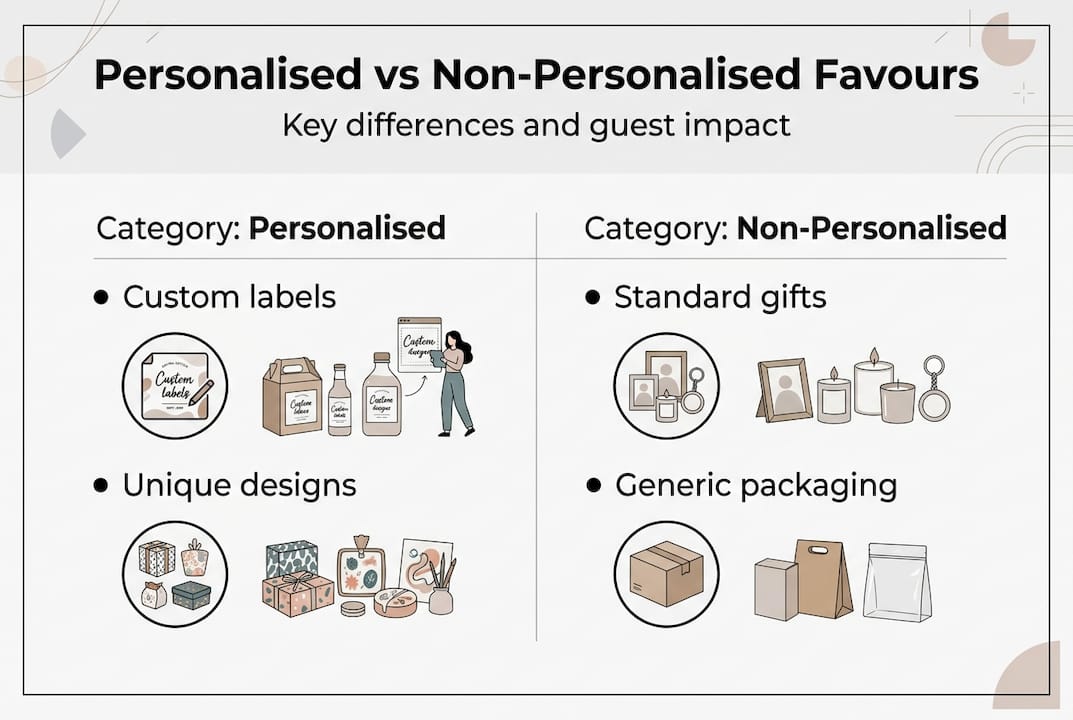 Infographic comparing favour types and features