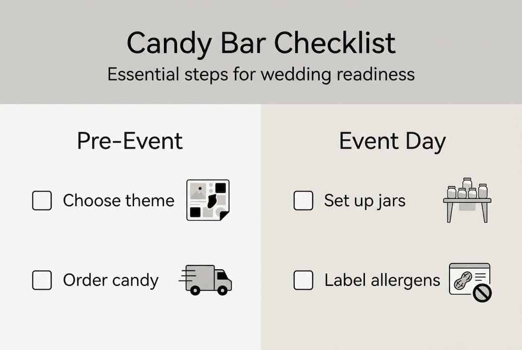 Infographic with candy bar planning steps and checklist