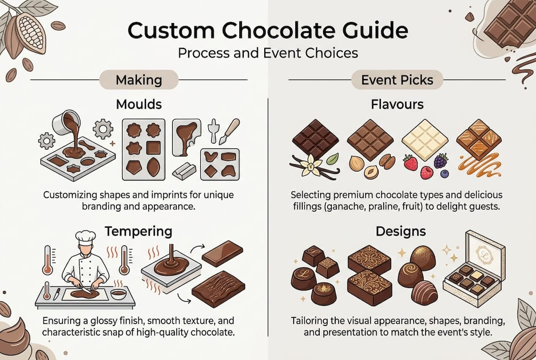 Infographic process and event choices for chocolates