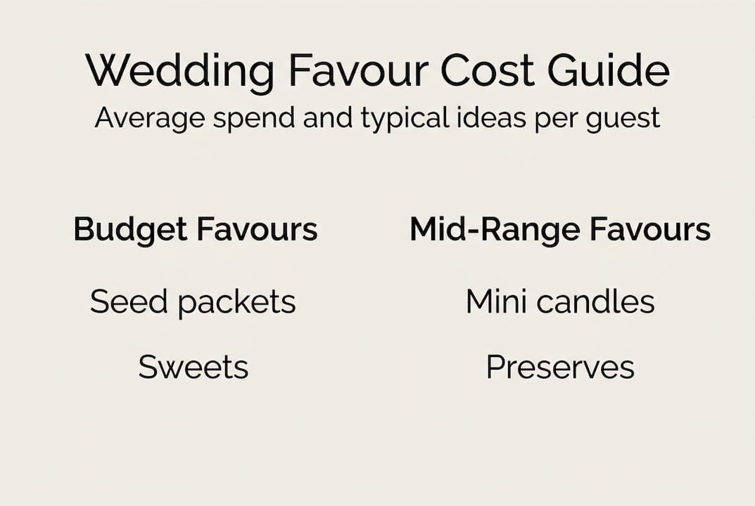 Infographic on wedding favour cost types
