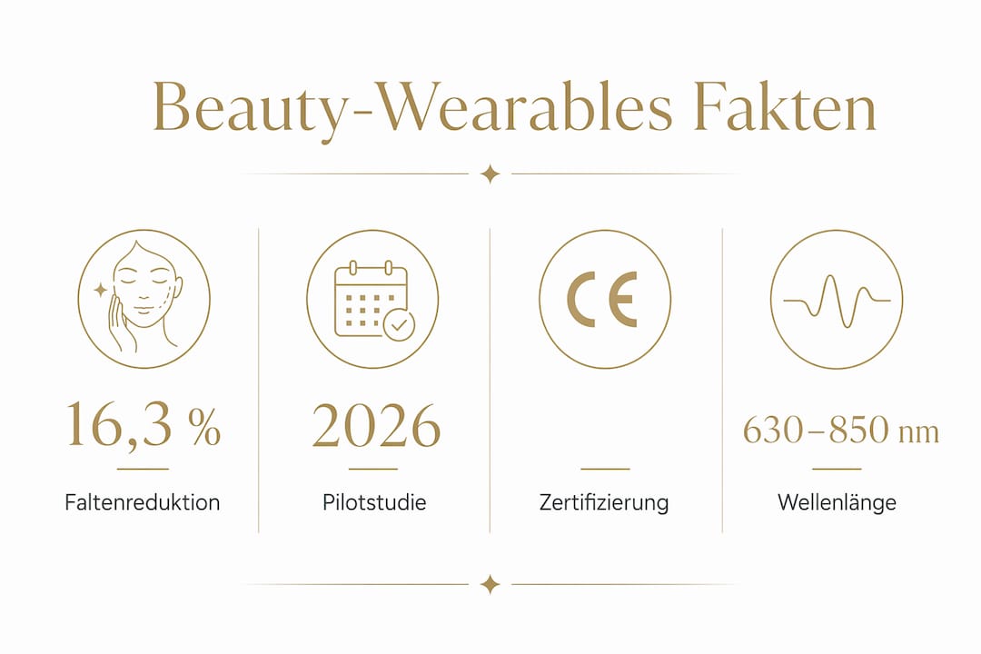 Übersichtliche Infografik: Zahlen, Fakten und aktuelle Studien rund um Beauty-Wearables