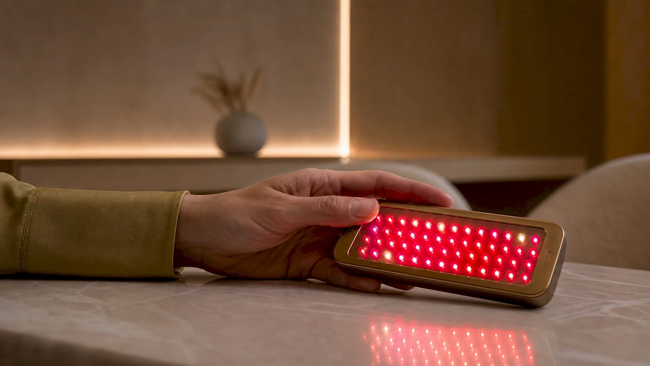Eine Hand hält ein LED-Wearable – Detailaufnahme