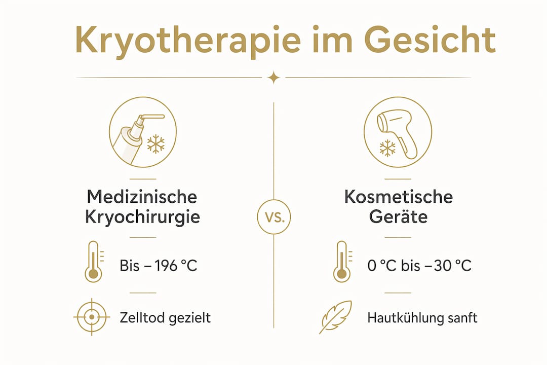 Infografik: Medizinische vs. kosmetische Kryotherapie im Überblick