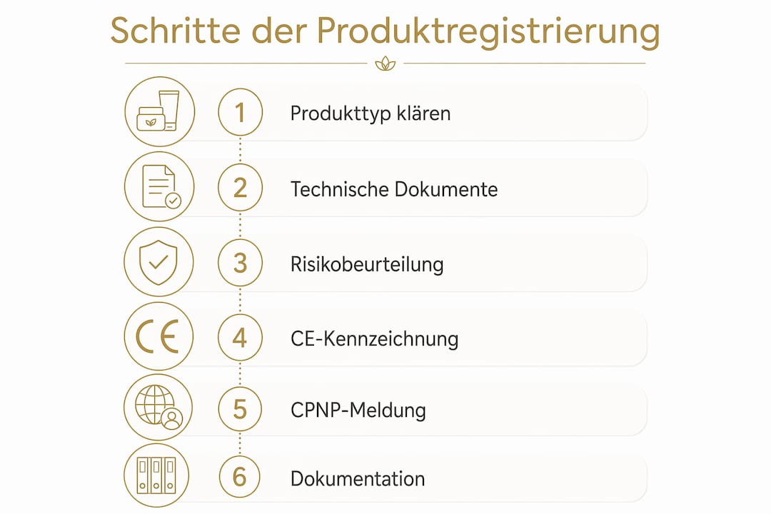 Schritt-für-Schritt-Anleitung zur Produktregistrierung – Infografik