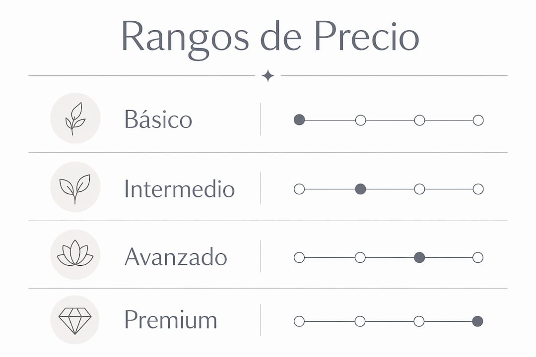 Gráfico con las diferentes categorías y rangos de precios
