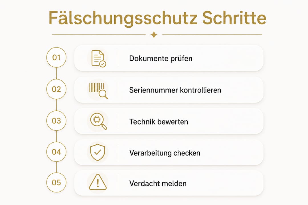 Übersicht: So schützen Sie Beautygeräte effektiv vor Produktfälschungen – Schritt für Schritt erklärt in einer anschaulichen Infografik.