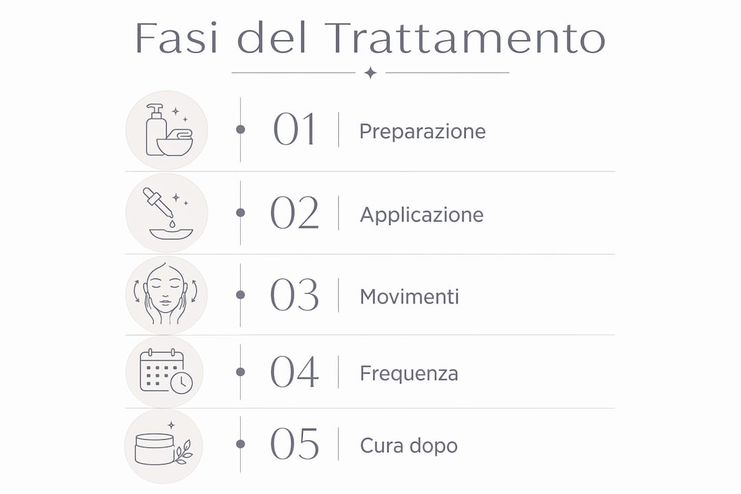 Infografica: tutte le fasi e i passaggi del trattamento con microcorrente