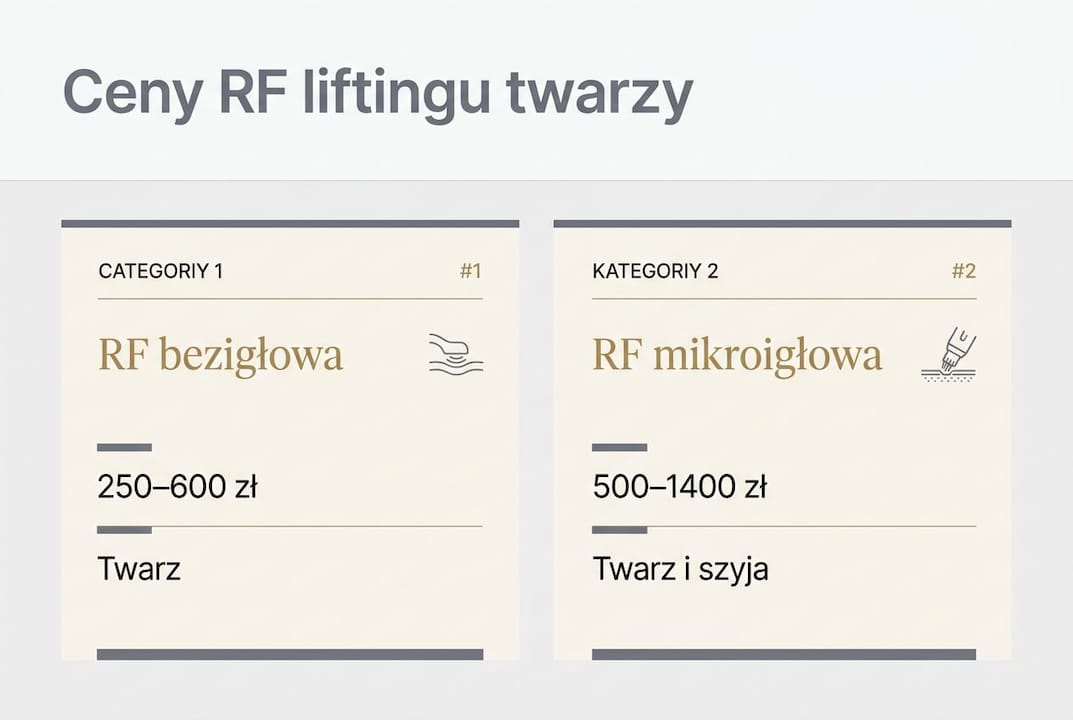 Grafika pokazująca zestawienie cen zabiegów RF bezigłowego i mikroigłowego