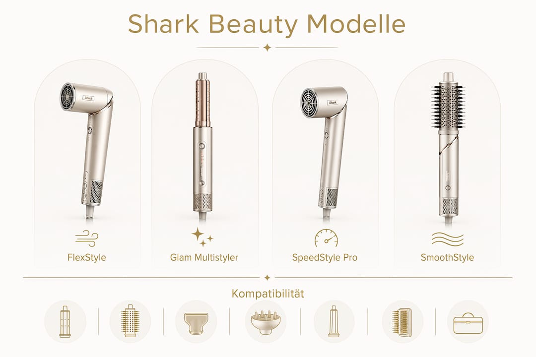 Grafische Darstellung aller Shark Beauty Modelle im Überblick