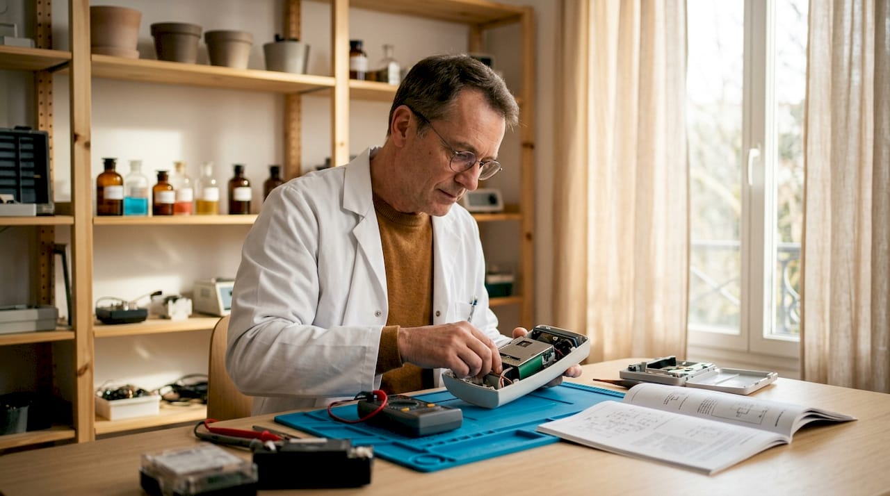 Un technicien contrôle la conformité des équipements esthétiques électriques aux normes IEC.