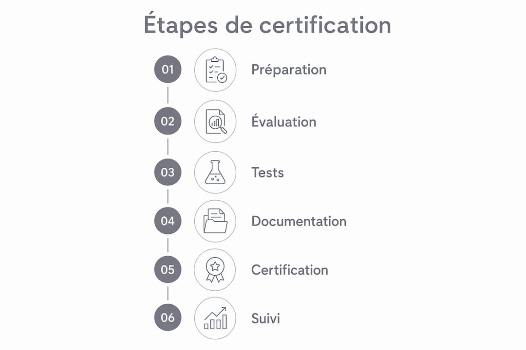 Schéma récapitulatif des étapes clés pour obtenir le marquage CE