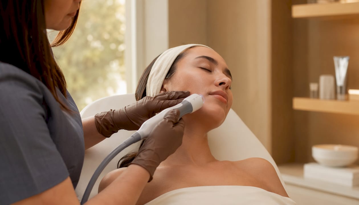 Close-up of RF device used in clinical skin treatment