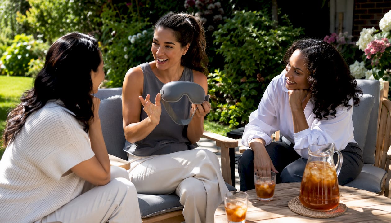 Group of women discussing LED eye mask reviews