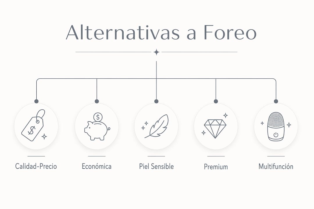 Infografía estructurada con las principales categorías de opciones alternativas a Foreo