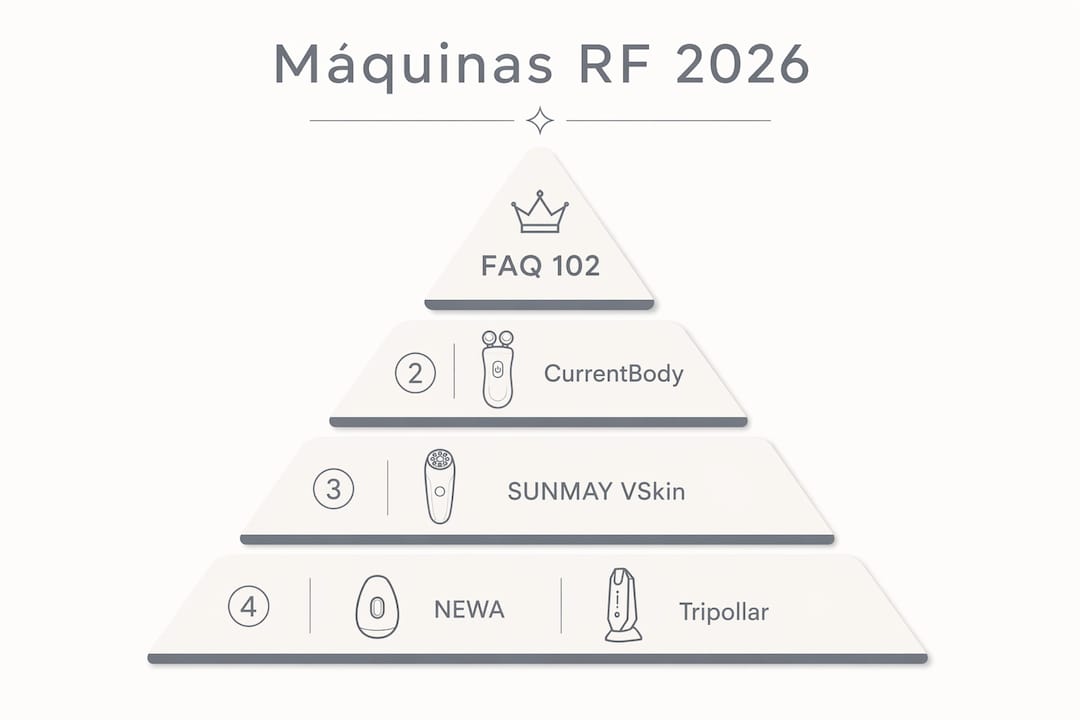 Infografía con el ranking de las mejores máquinas de radiofrecuencia para 2026