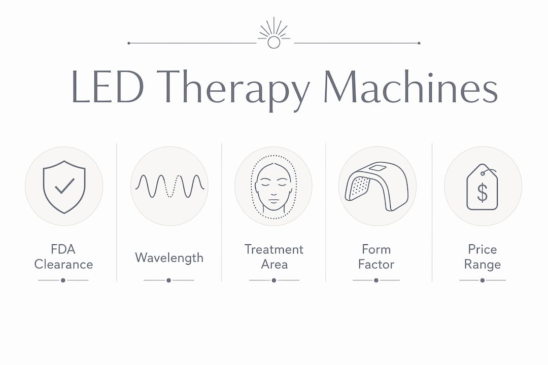 Infographic showing key features of LED therapy machines