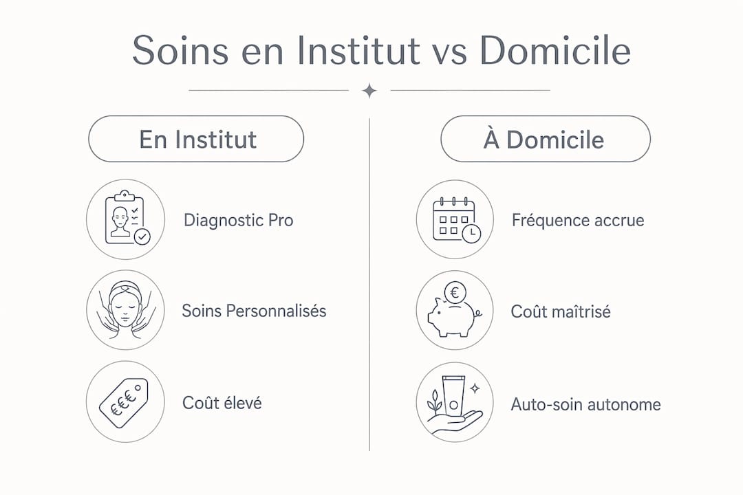 Infographie : Institut de beauté ou soins à la maison, quelles différences ?