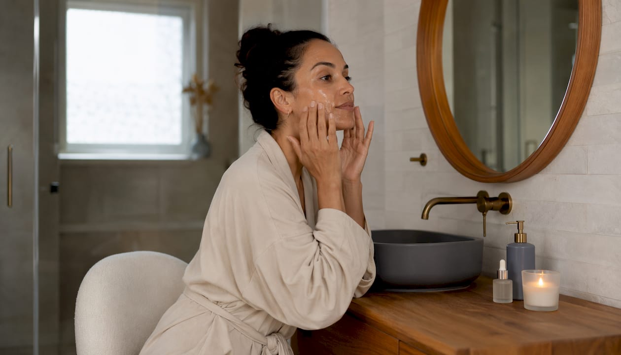Woman applying water-based conductive gel
