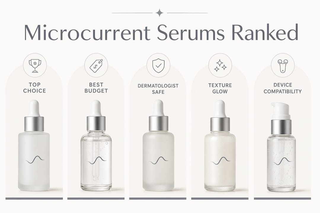 Infographic showing microcurrent serum alternatives ranked