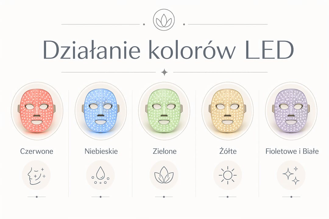 Grafika pokazująca, jak różne barwy światła LED wpływają na nasze otoczenie i percepcję.
