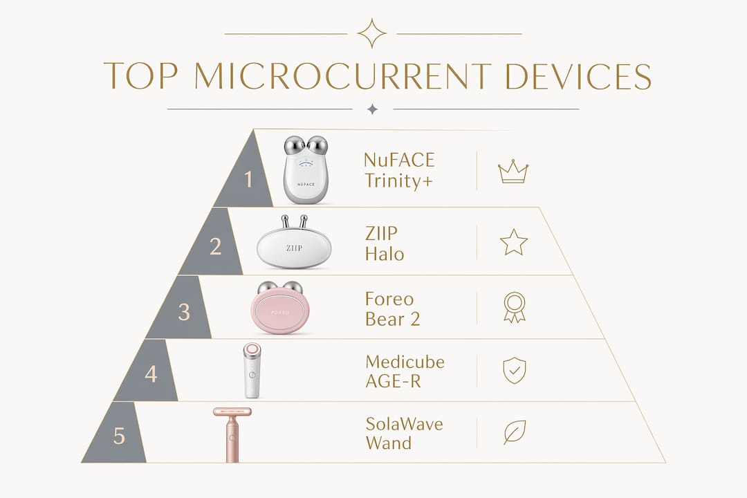 Infographic showing ranking of top microcurrent devices