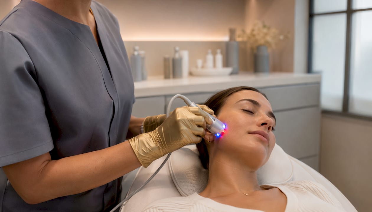 Close-up of LED device used for skin photobiomodulation