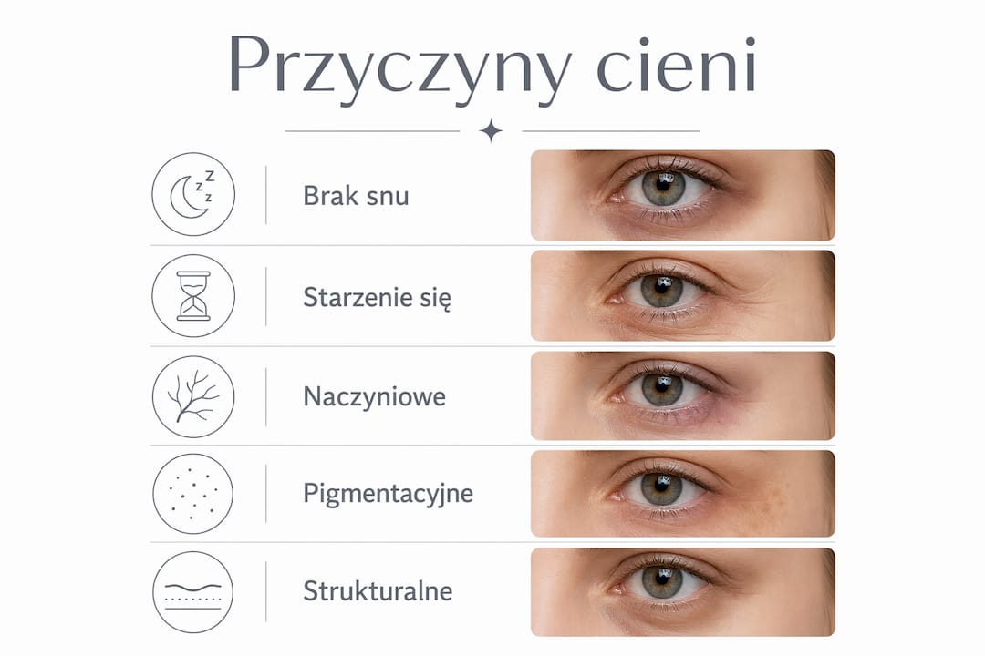 Infografika pokazująca, skąd biorą się cienie pod oczami
