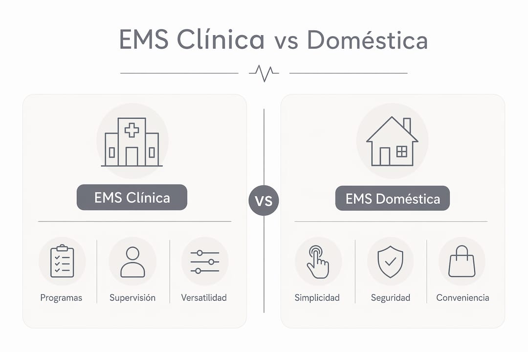 Comparativa visual: EMS profesional vs. EMS para uso en casa