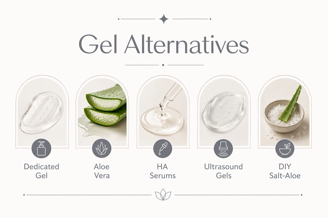 Infographic comparing types of NuFACE gel alternatives
