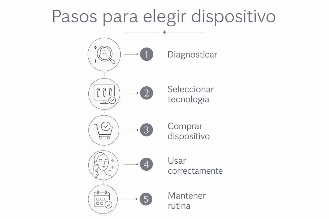 Infografía: pasos clave para escoger el dispositivo facial ideal