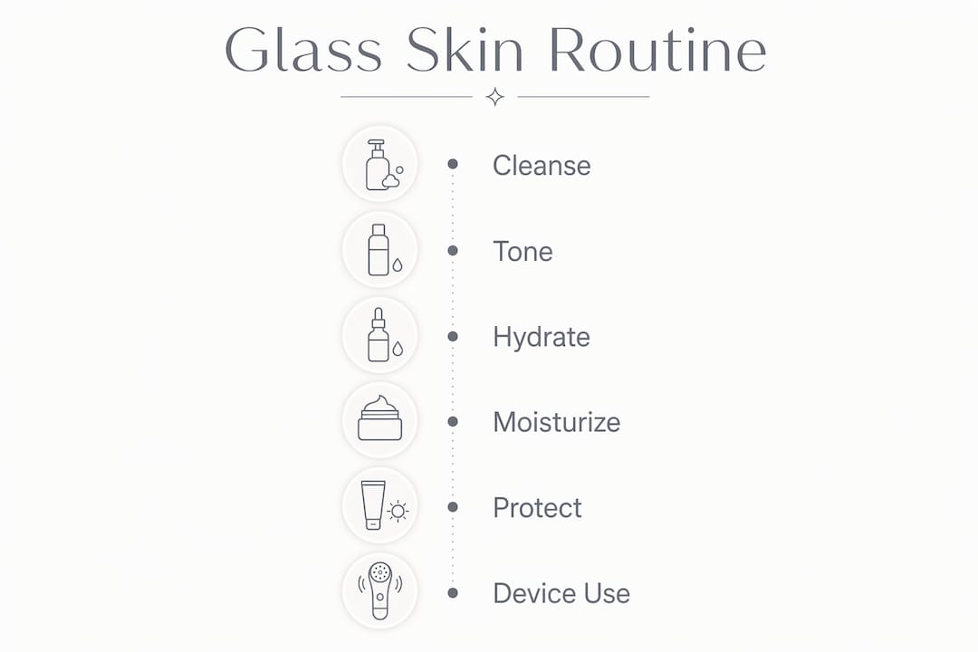Infographic of glass skin routine steps