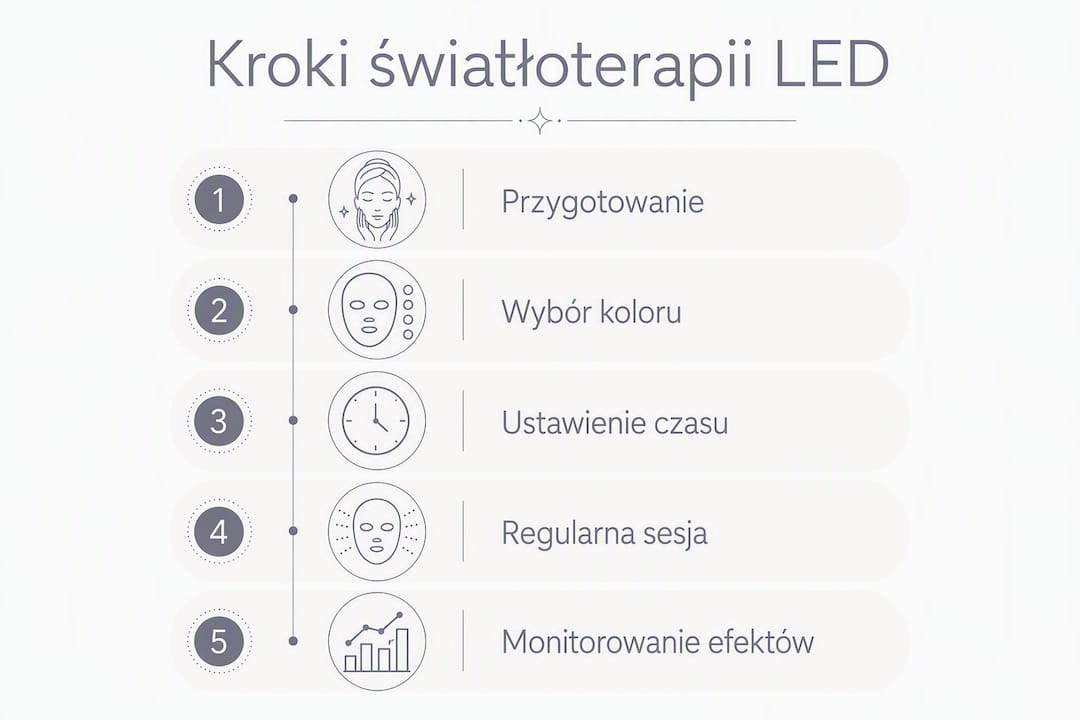 Schemat zabiegu LED na twarz – krok po kroku