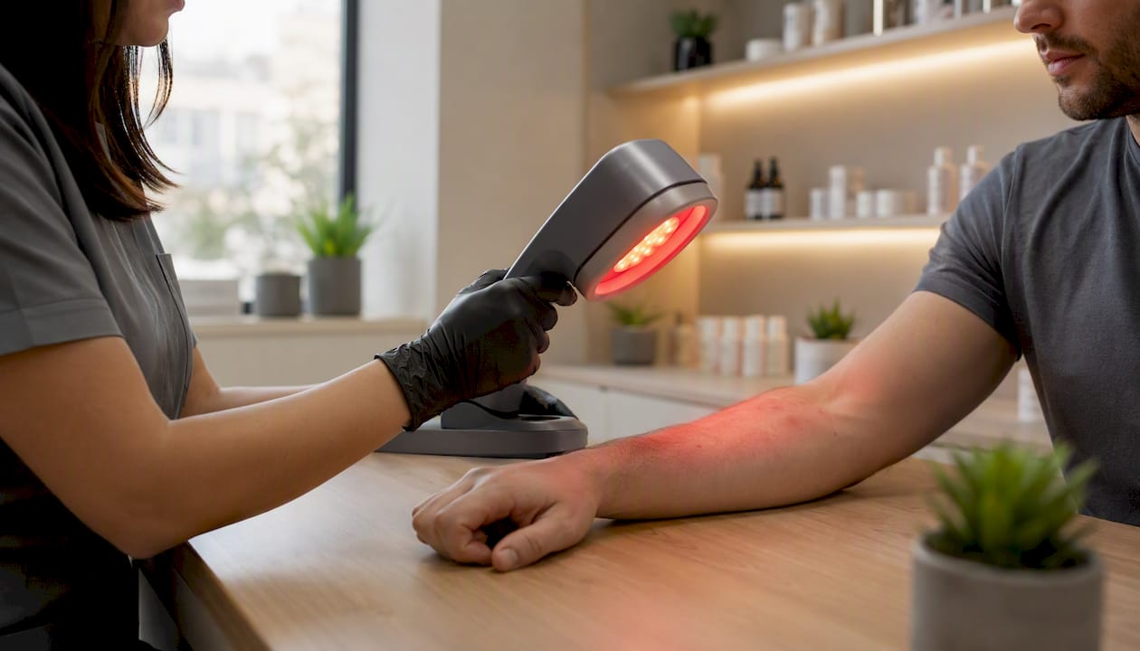 Tratamiento con luz LED roja para pieles con rosácea