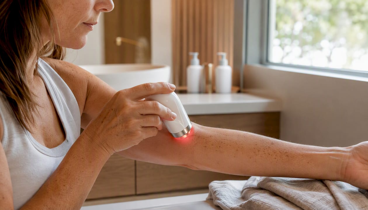 Uso de terapia con luz LED roja para tratar zonas de hiperpigmentación en la piel