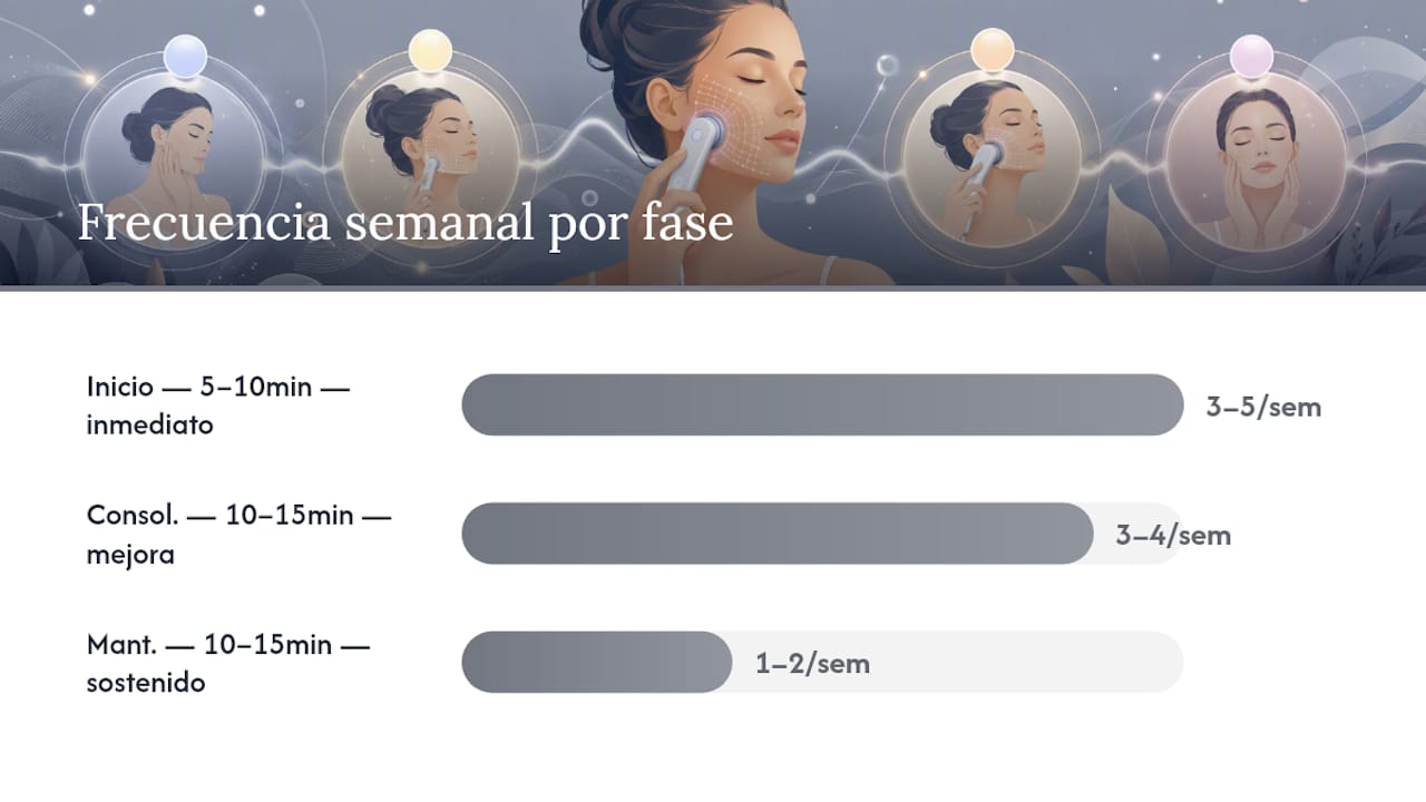 Diagrama de las fases y frecuencias en el uso de EMS facial