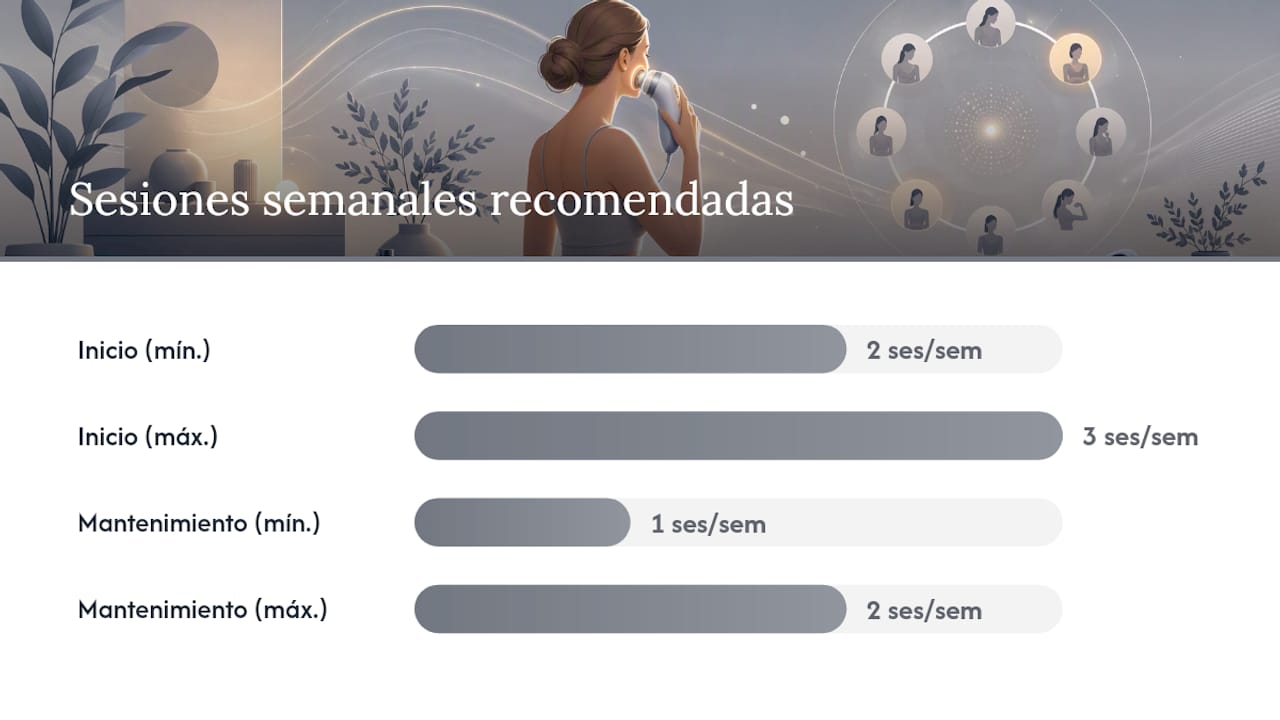 Tabla orientativa de sesiones recomendadas de radiofrecuencia para rostro y cuerpo