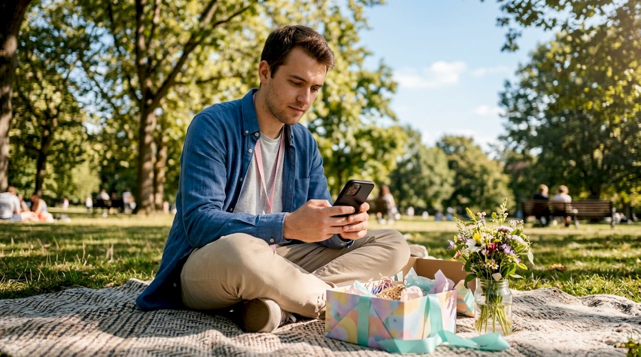 Hombre buscando ideas originales para regalar en cumpleaños