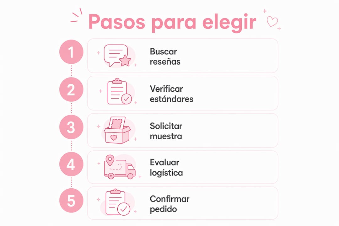 Guía visual con los pasos esenciales para escoger una empresa de regalos personalizados en la que realmente puedas confiar
