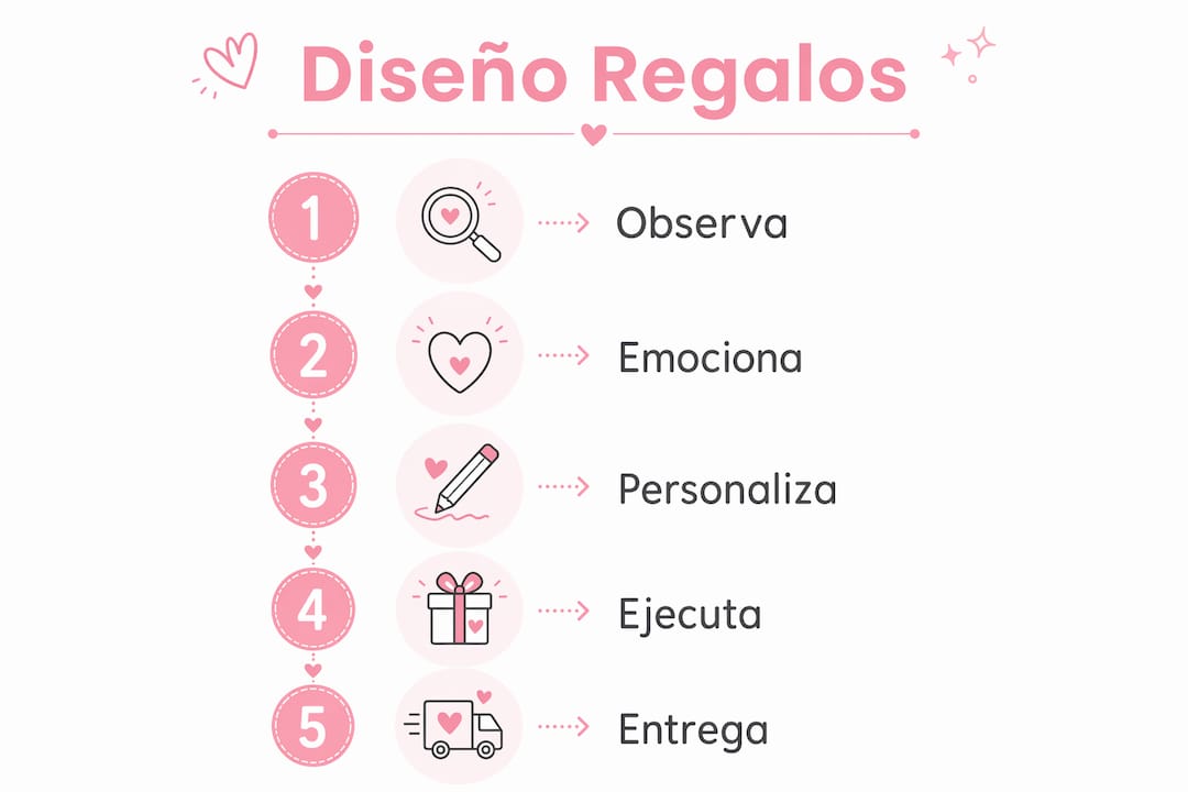 Guía visual con los pasos clave para crear regalos personalizados que realmente sorprenden