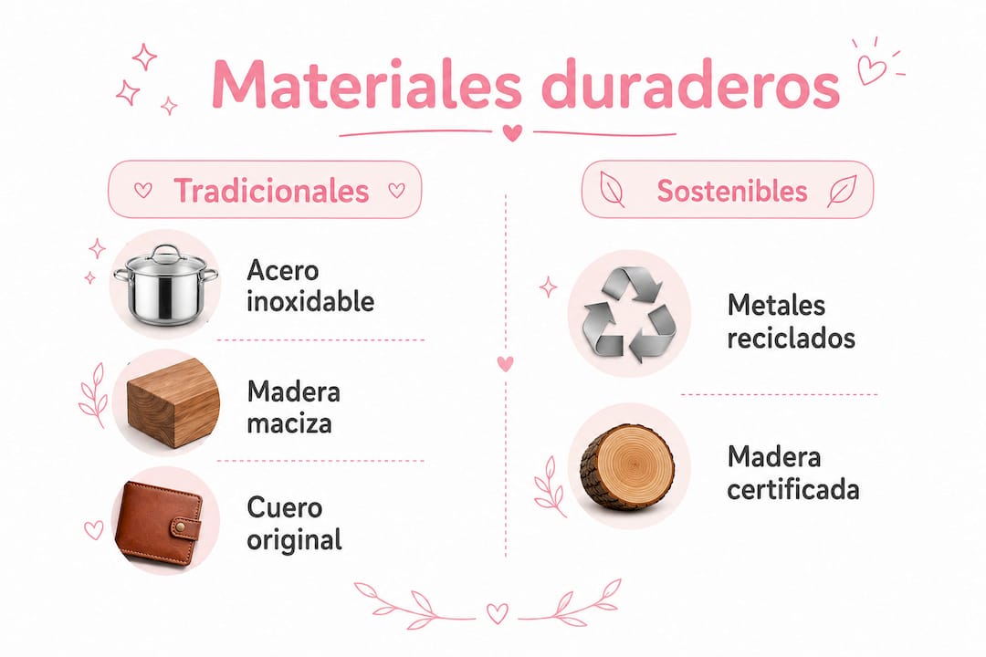 Infografía: comparación entre materiales convencionales y opciones sostenibles para productos personalizados