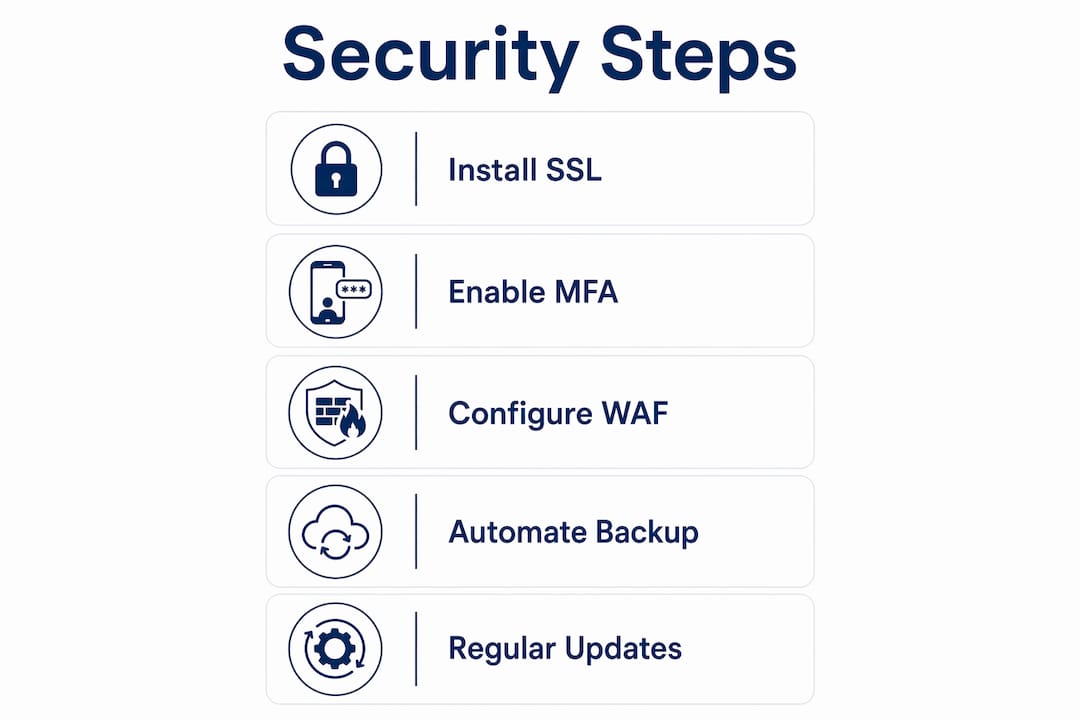 Infographic outlining website security steps