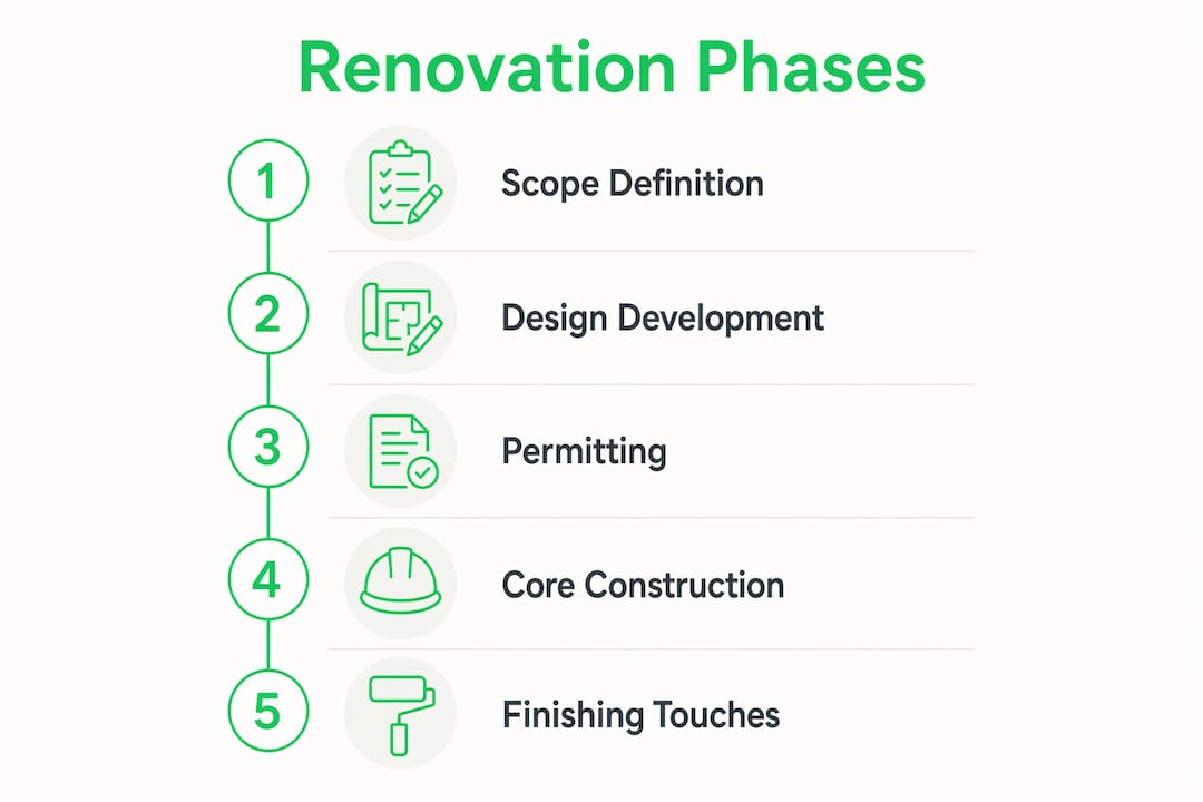 Infographic showing renovation project phases